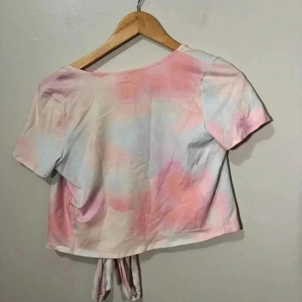 NWT  HOLLISTER 3 in 1 pastel cloud baby tee tie up/wrap top M - Picture 10 of 11